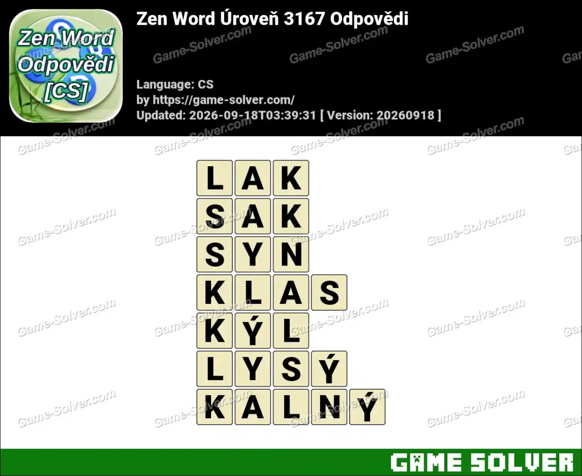 Zen Word Úroveň 3167 Odpovědi