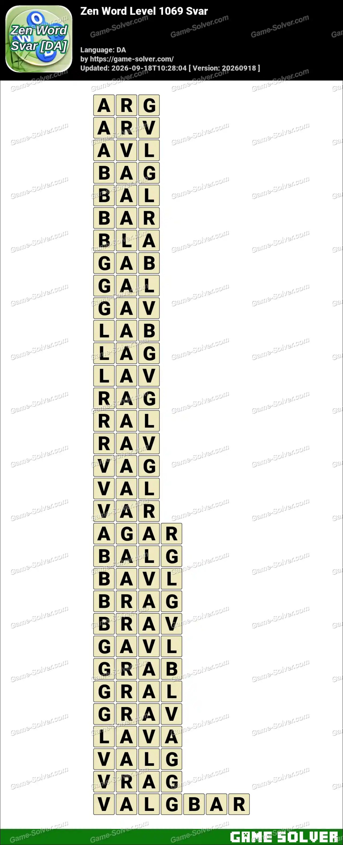 Zen Word Level 1069 Svar Zen Word Level 1069 Svar