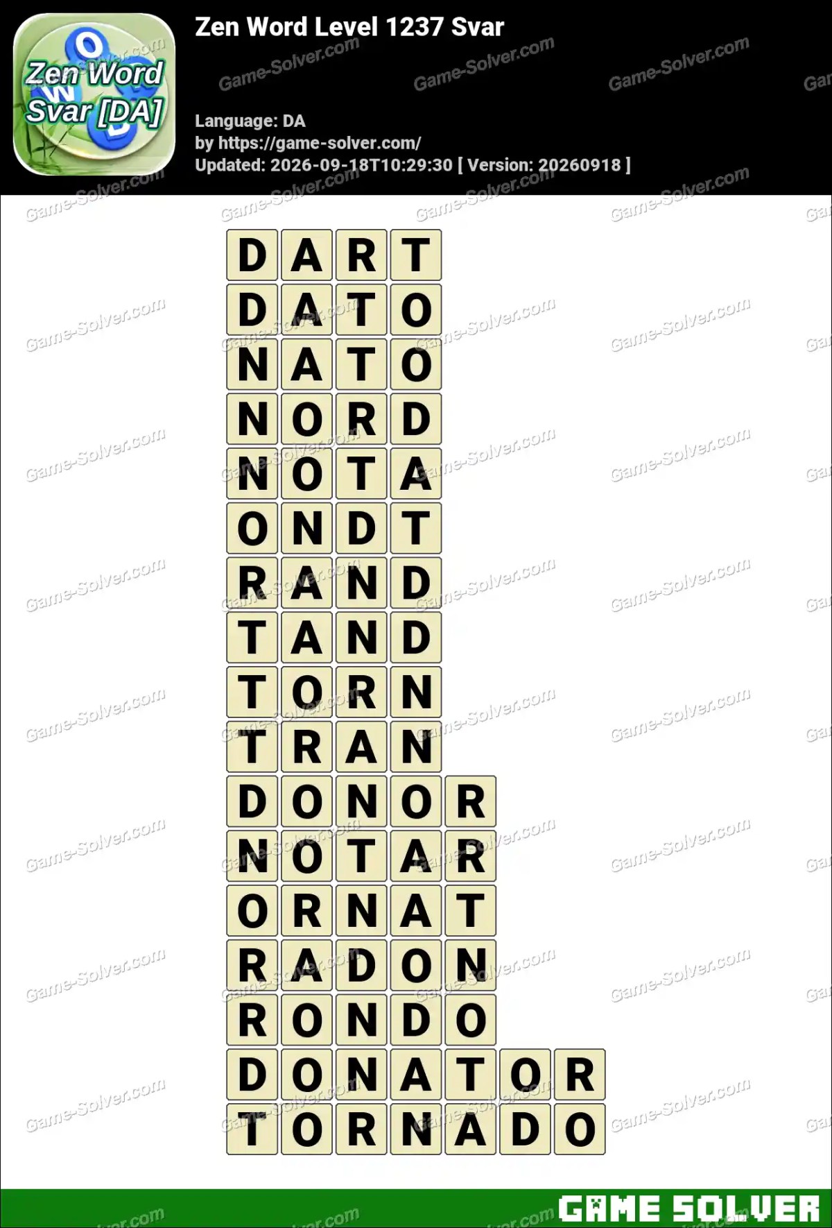 Zen Word Level 1237 Svar Zen Word Level 1237 Svar