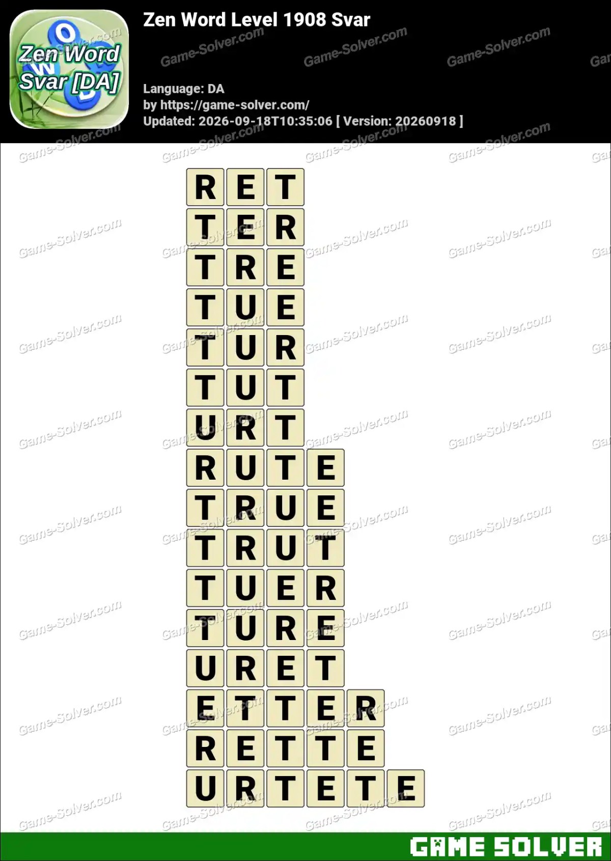 Zen Word Level 1908 Svar