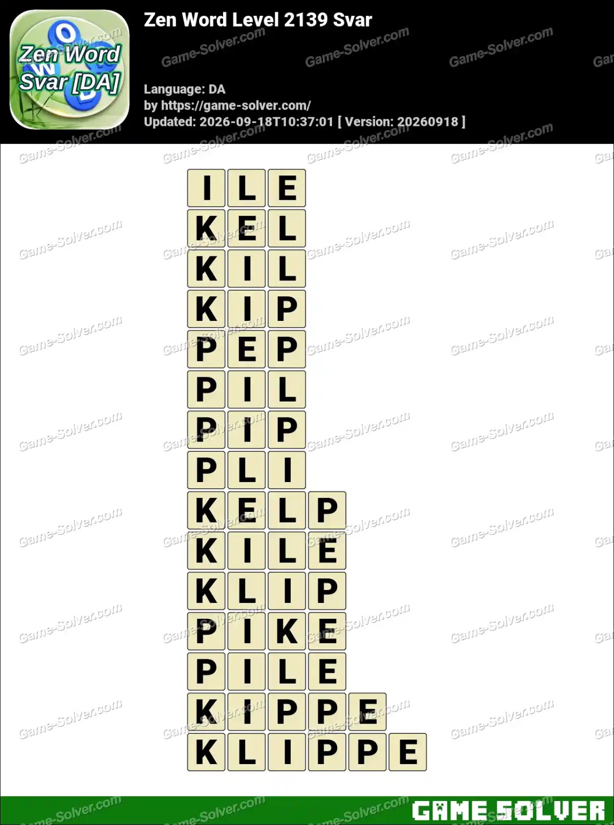 Zen Word Level 2139 Svar