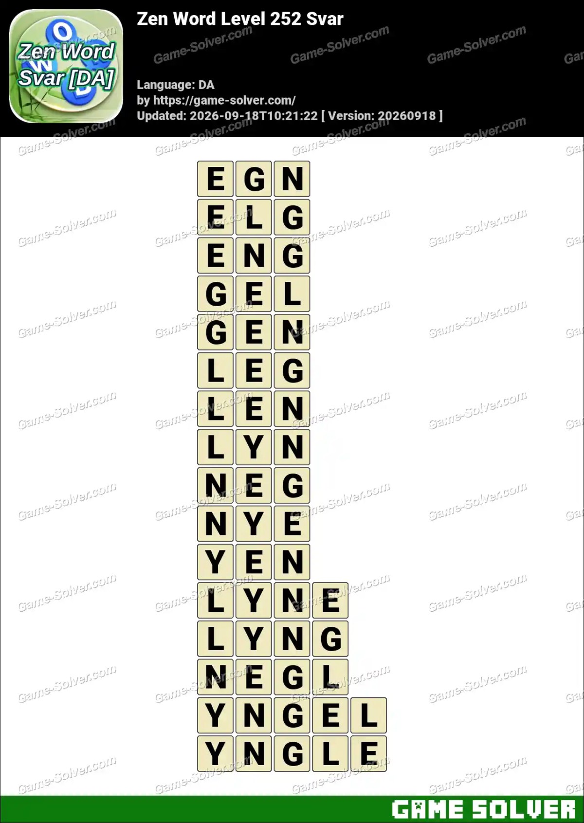 Zen Word Level 252 Svar