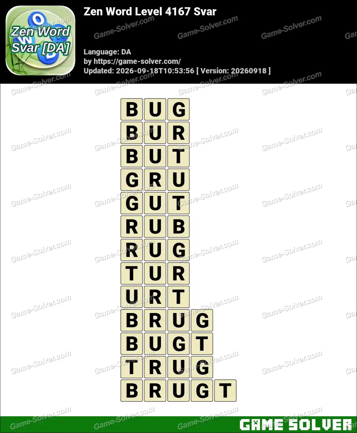Zen Word Level 4167 Svar