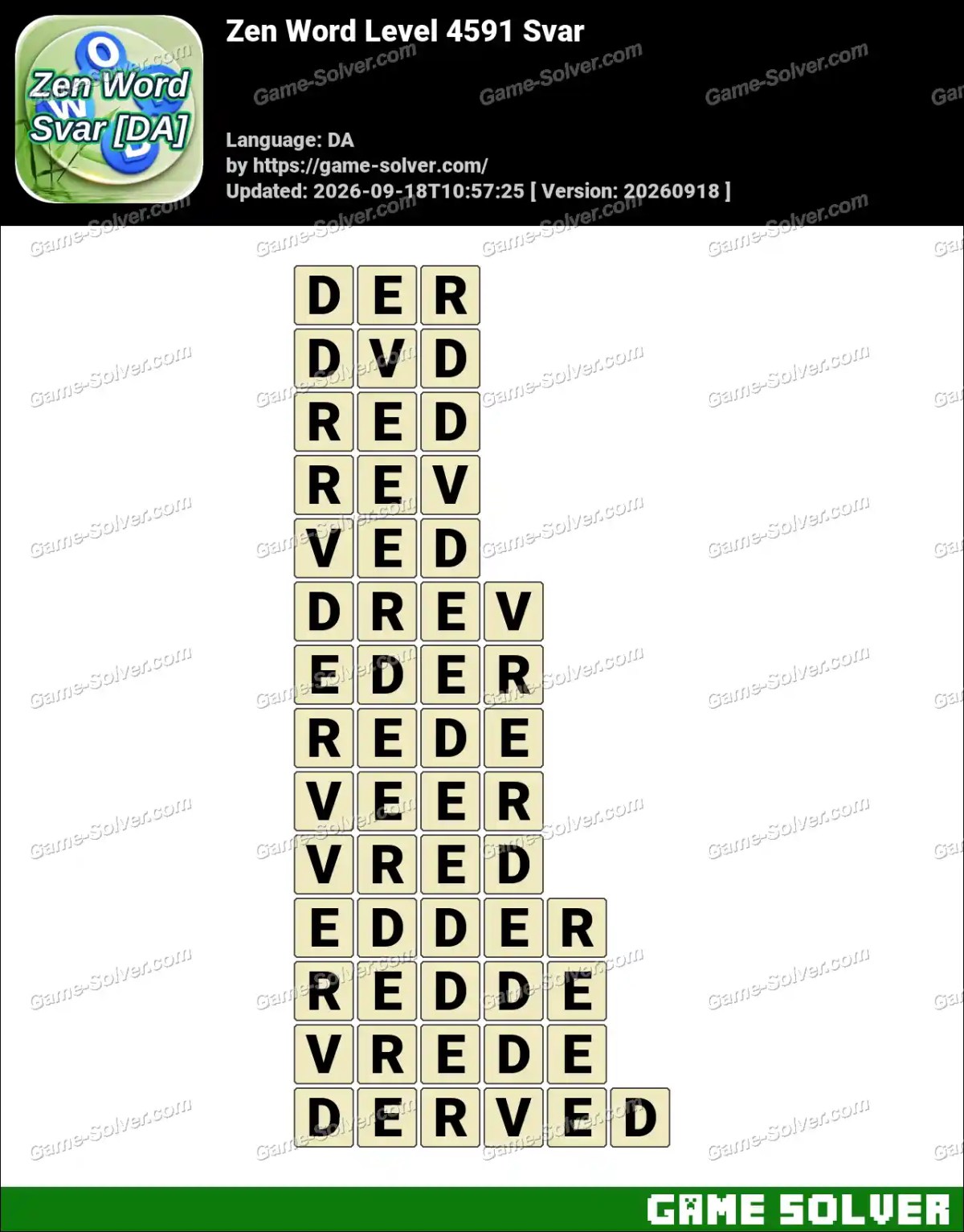 Zen Word Level 4591 Svar