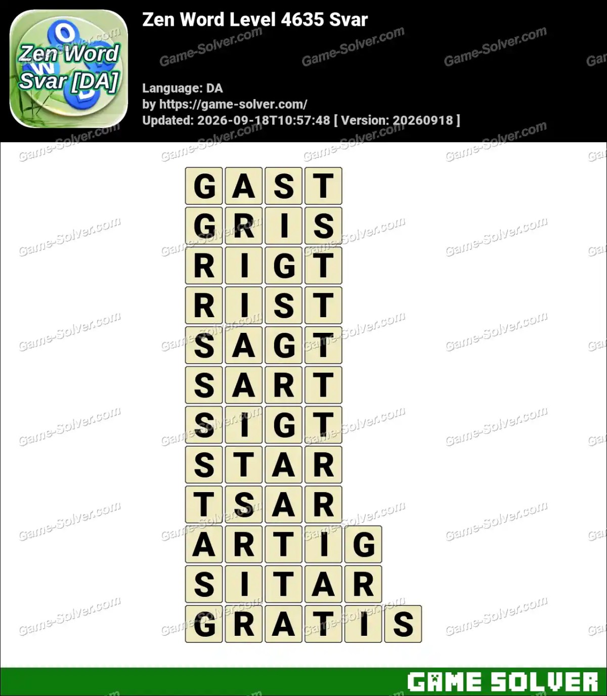 Zen Word Level 4635 Svar Zen Word Level 4635 Svar