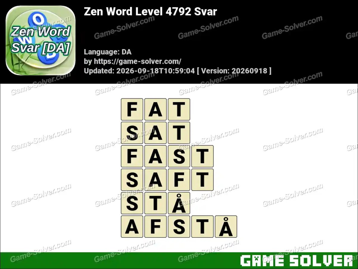 Zen Word Level 4792 Svar Zen Word Level 4792 Svar