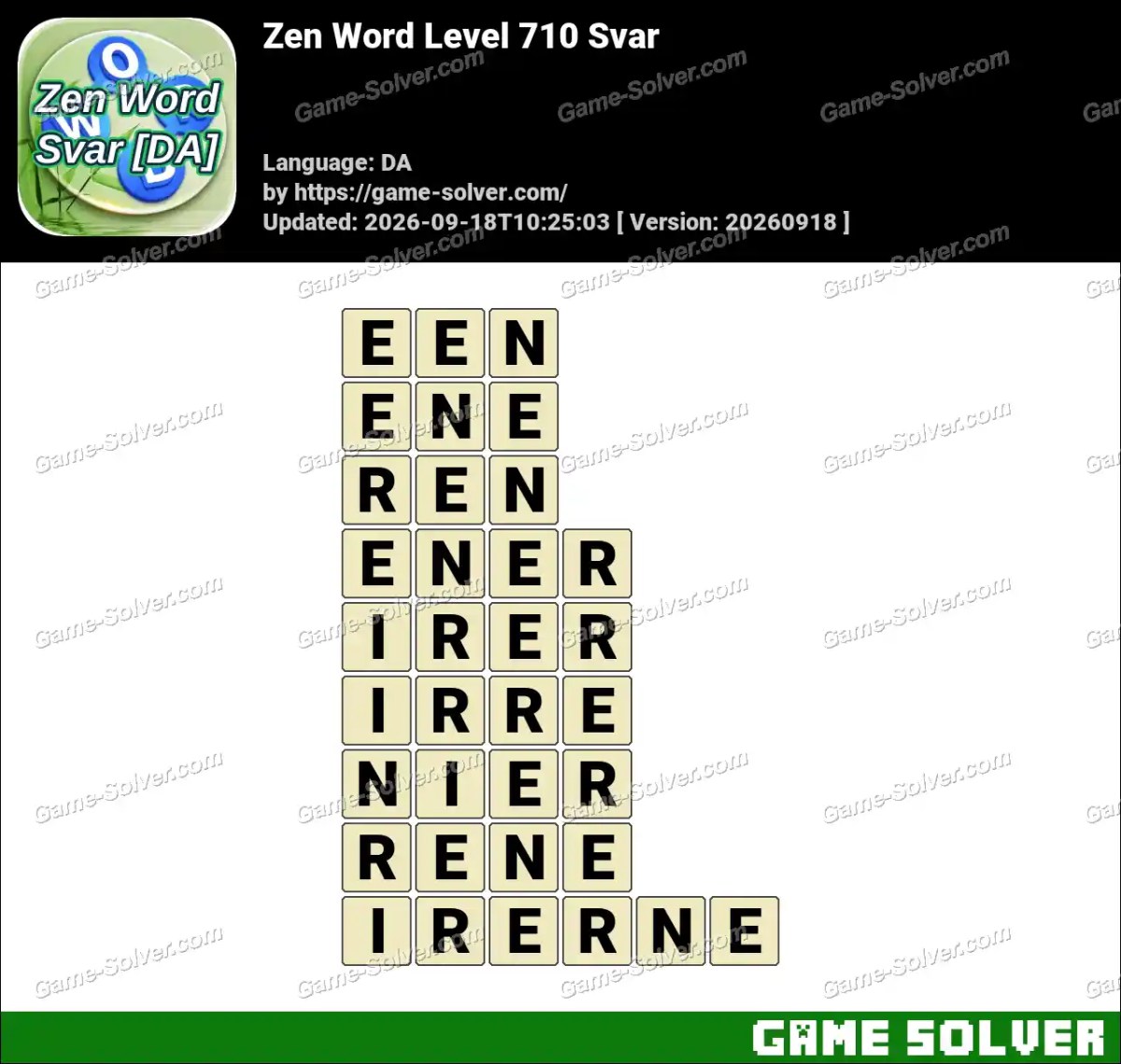 Zen Word Level 710 Svar