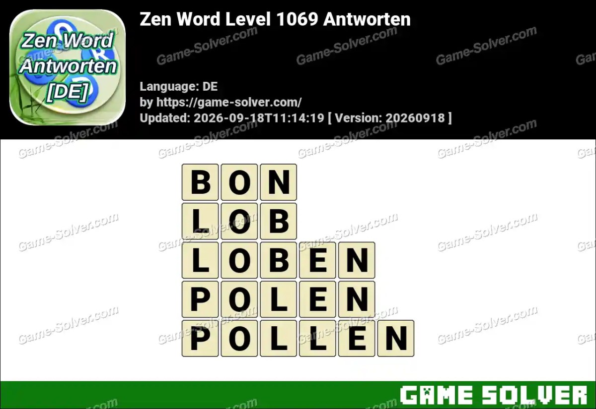 Zen Word Level 1069 Antworten