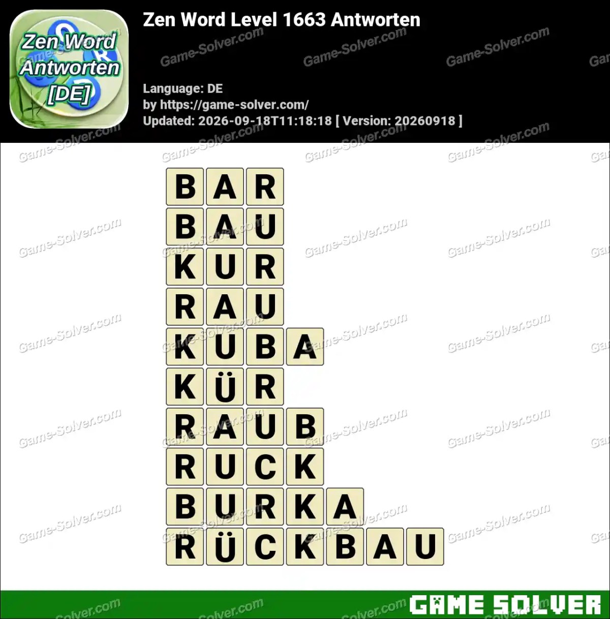 Zen Word Level 1663 Antworten