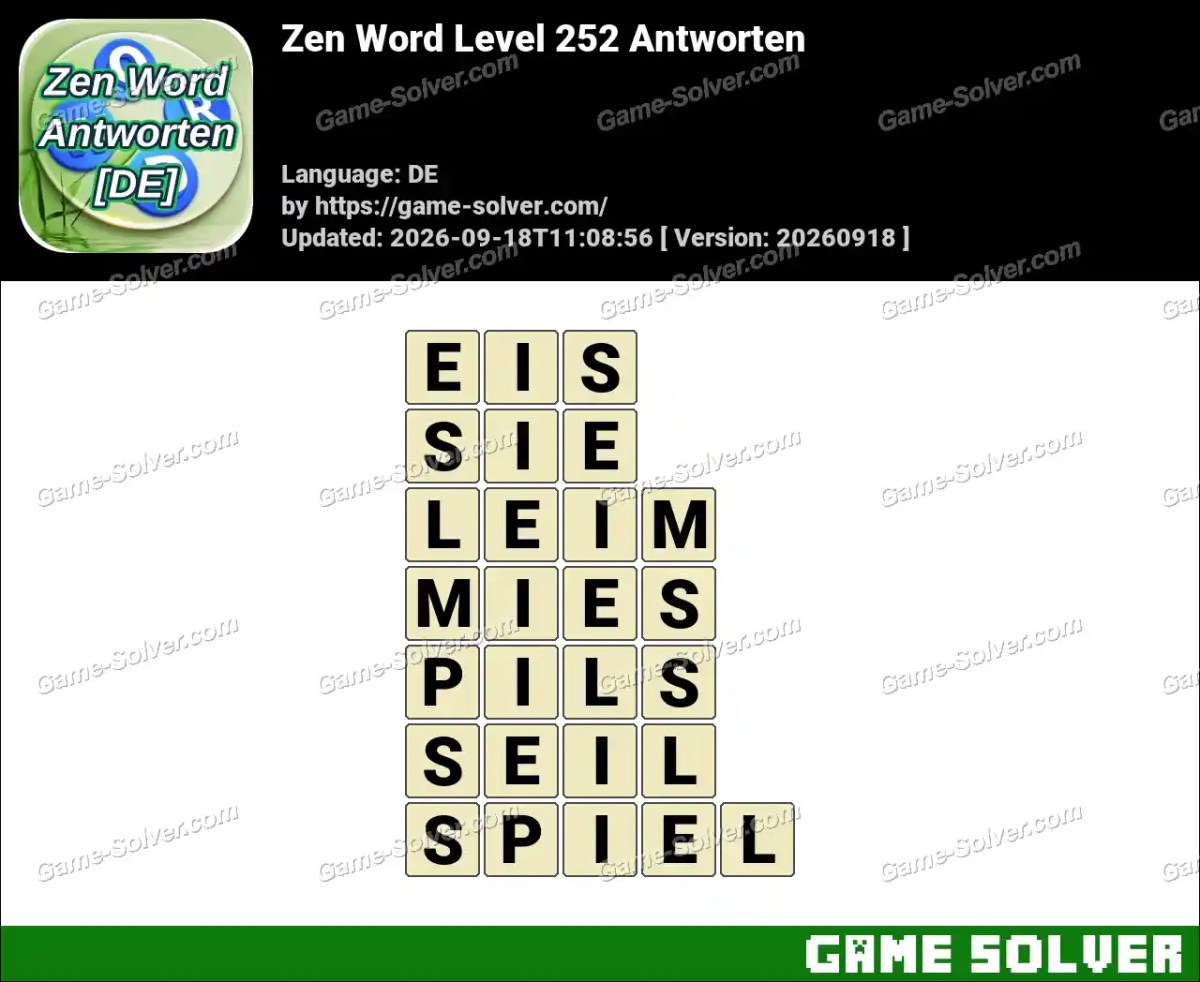 Zen Word Level 252 Antworten