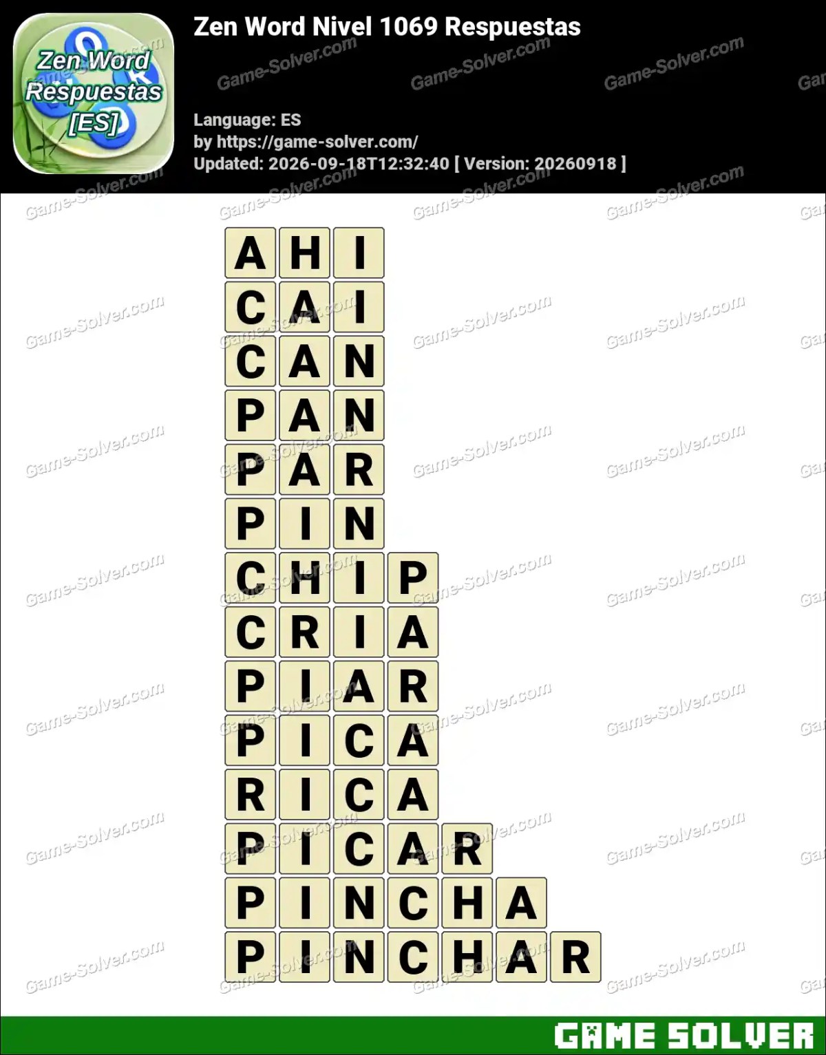 Zen Word Nivel 1069 Respuestas