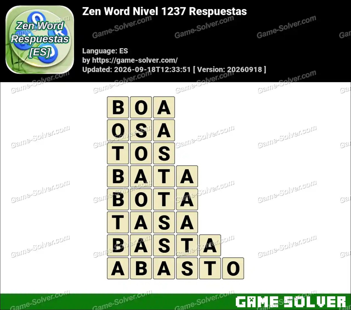 Zen Word Nivel 1237 Respuestas Zen Word Nivel 1237 Respuestas