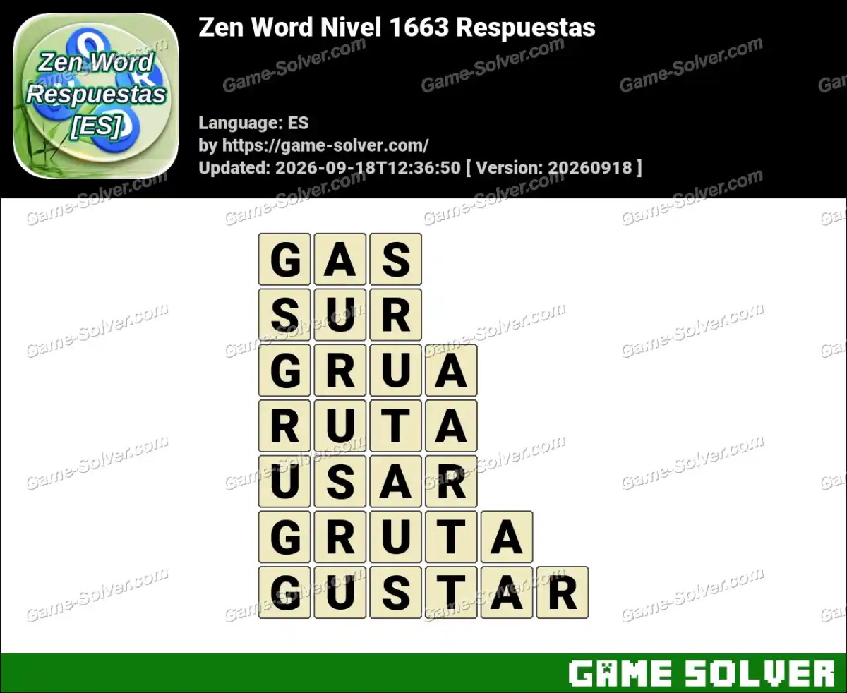 Zen Word Nivel 1663 Respuestas