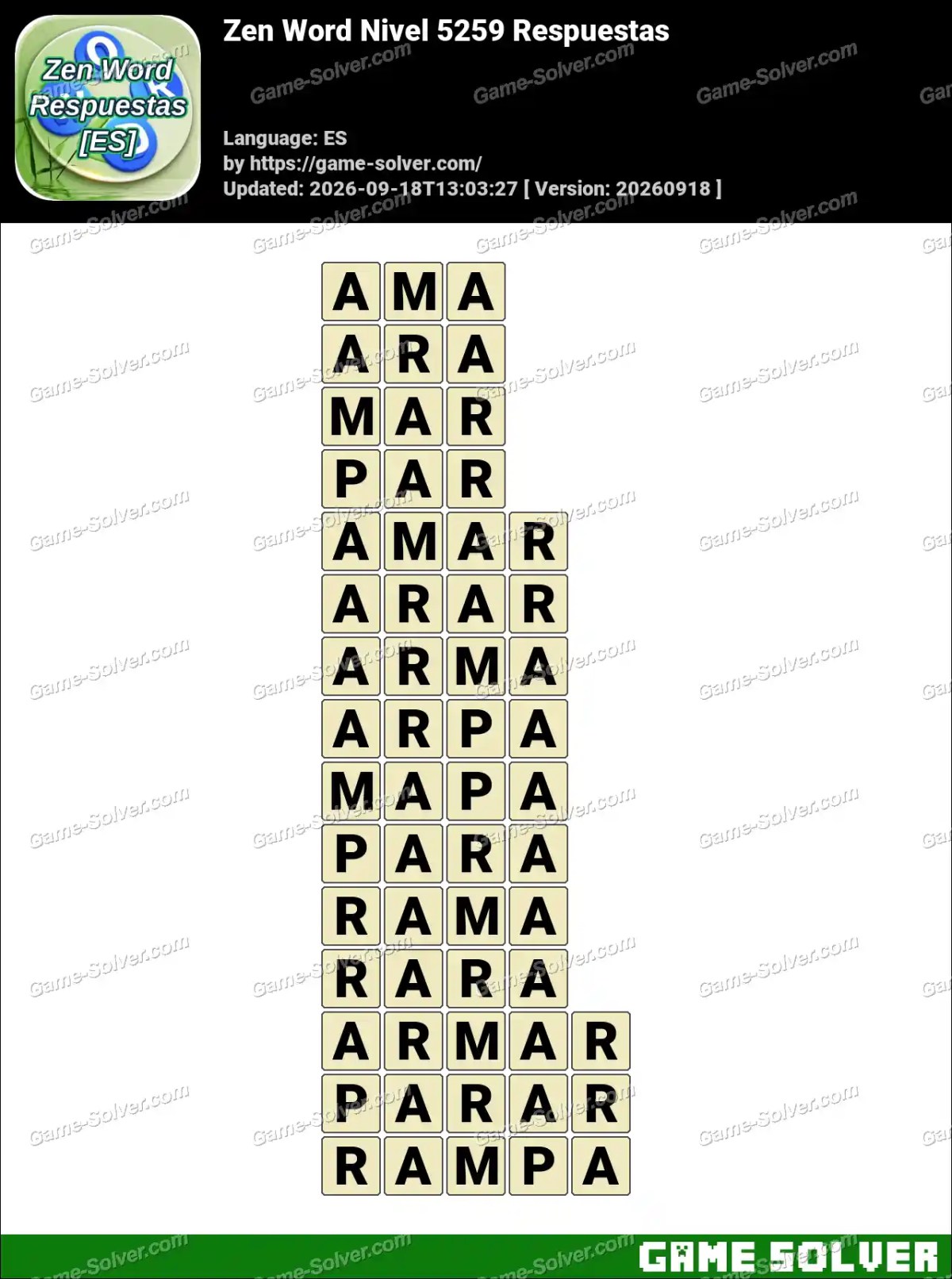 Zen Word Nivel 5259 Respuestas