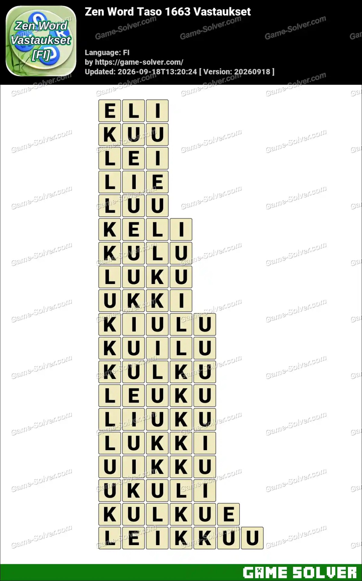Zen Word Taso 1663 Vastaukset