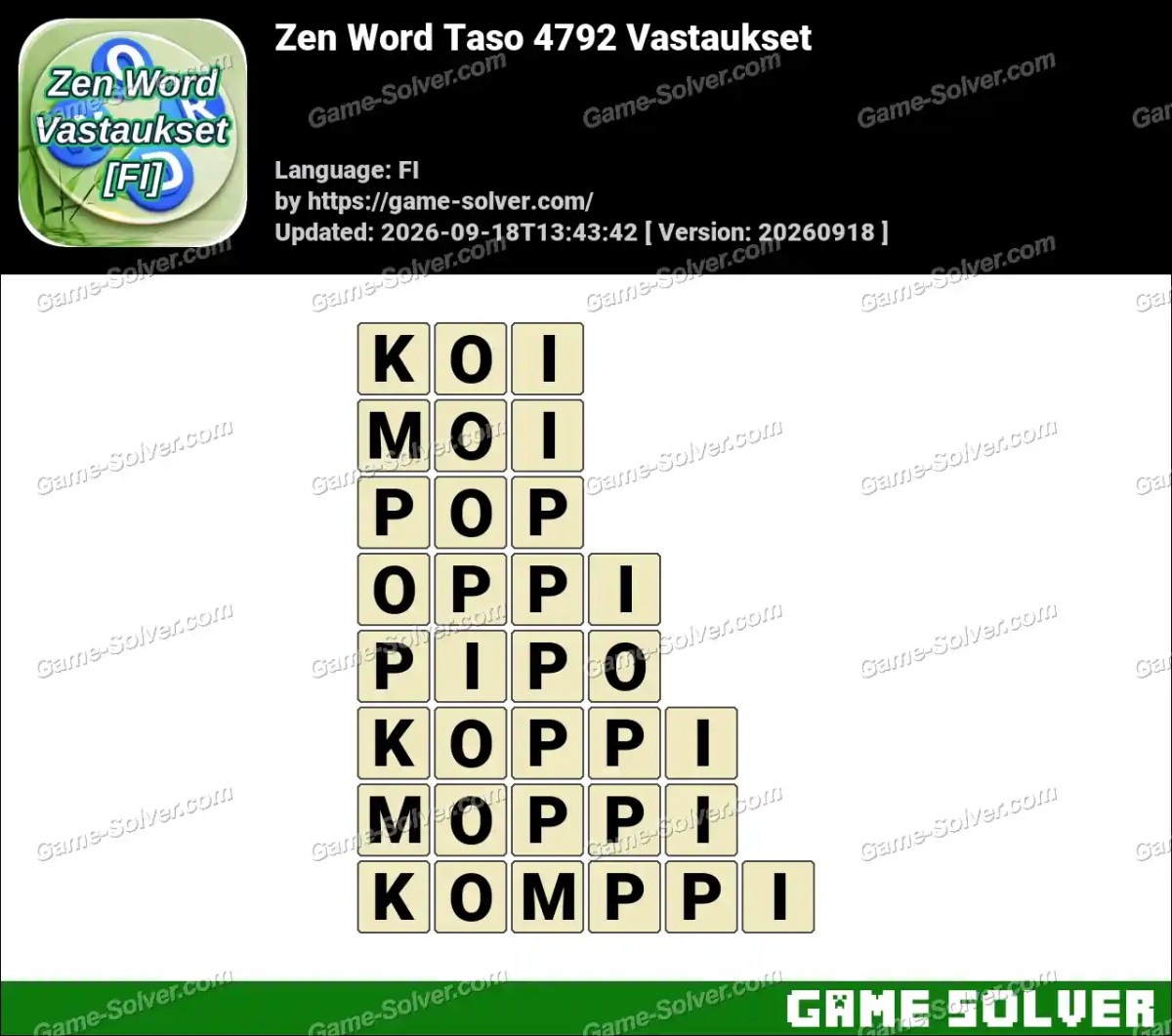 Zen Word Taso 4792 Vastaukset