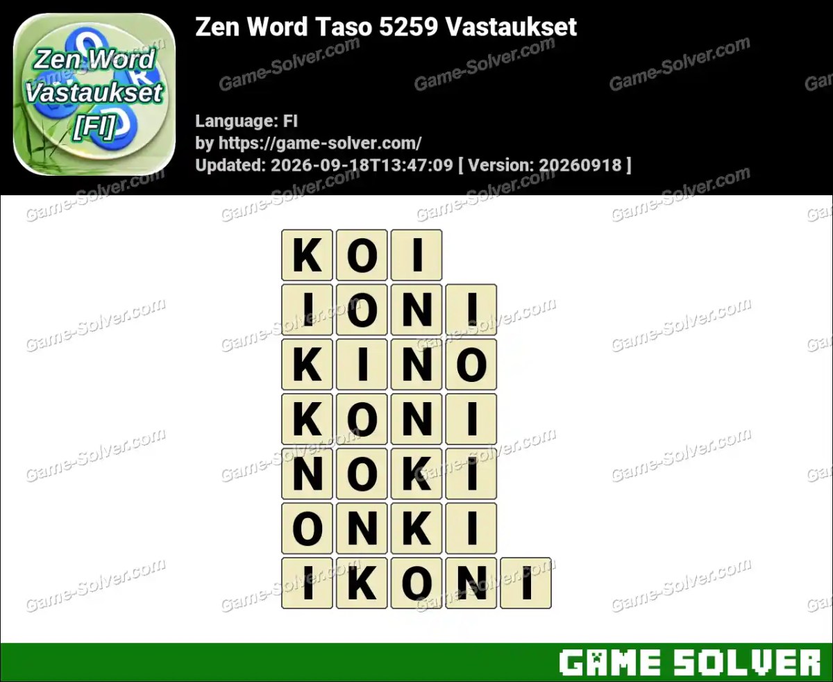 Zen Word Taso 5259 Vastaukset