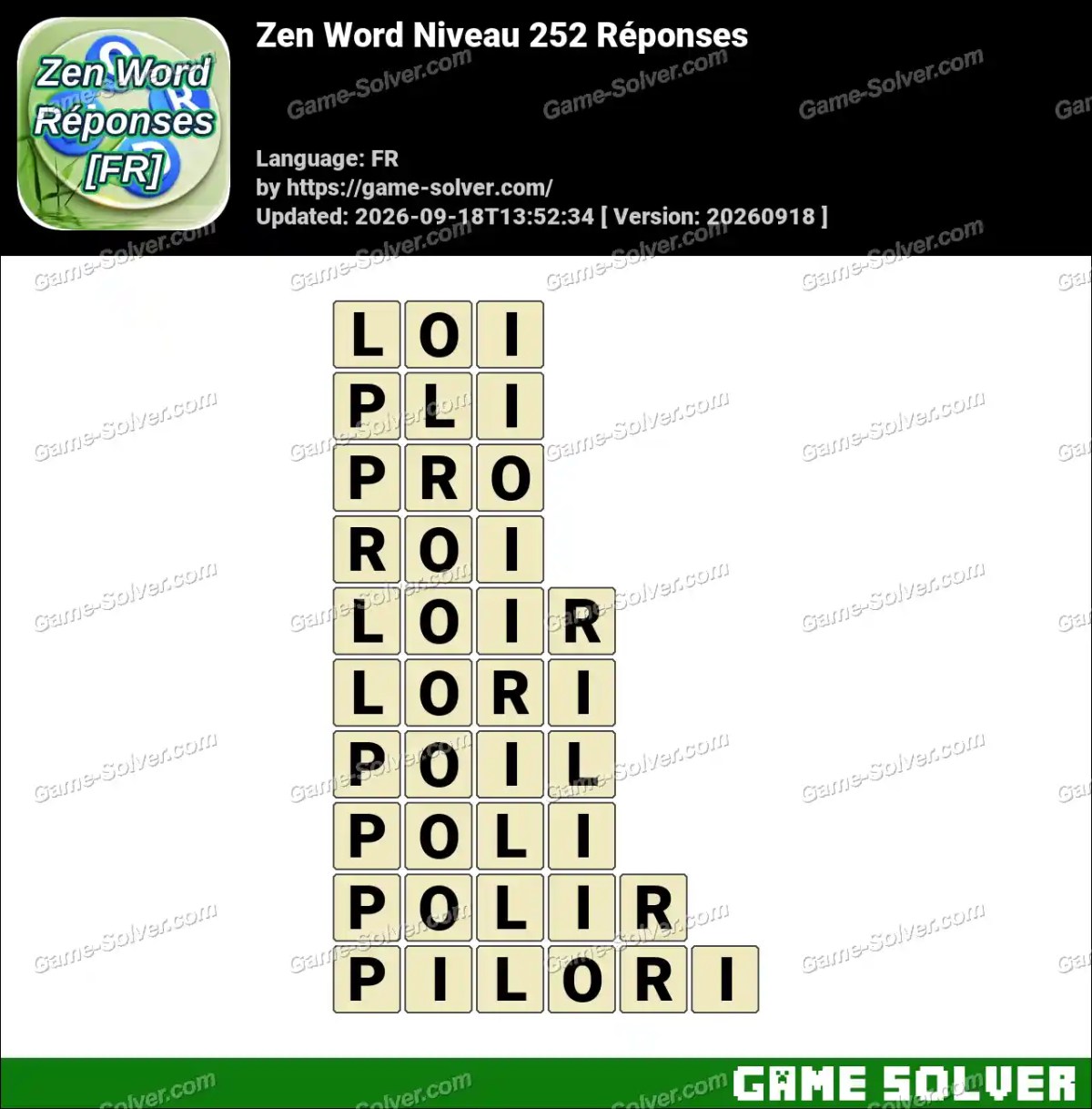 Zen Word Niveau 252 Réponses Zen Word Niveau 252 Réponses