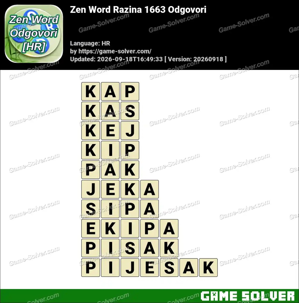 Zen Word Razina 1663 Odgovori