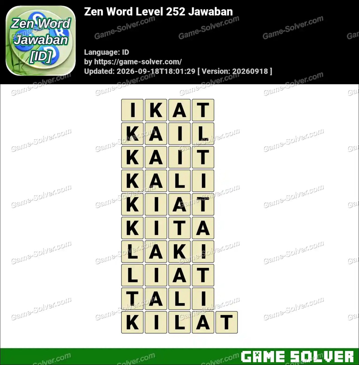 Zen Word Level 252 Jawaban Zen Word Level 252 Jawaban