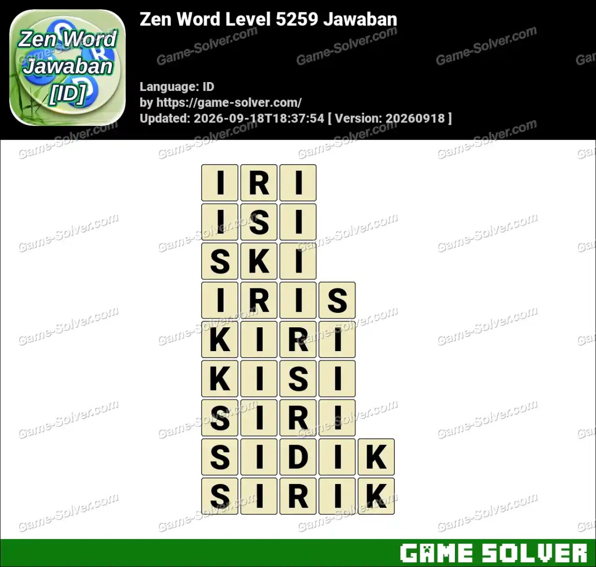 Zen Word Level 5259 Jawaban