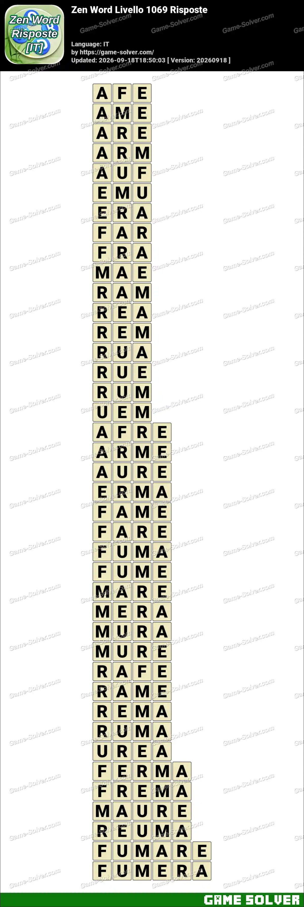 Zen Word Livello 1069 Risposte