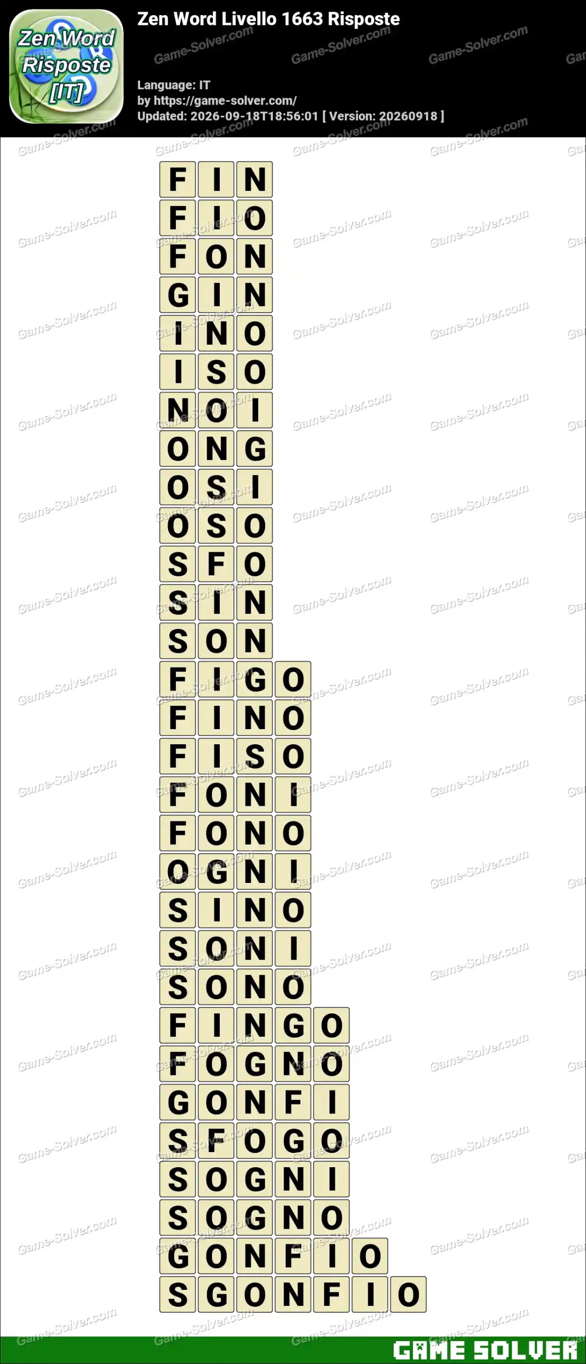 Zen Word Livello 1663 Risposte