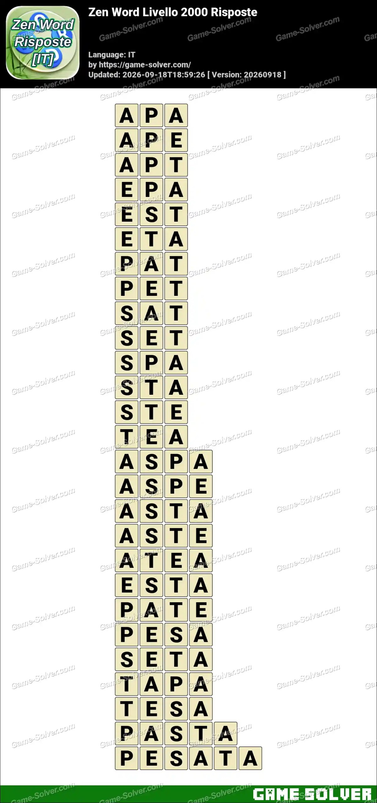 Zen Word Livello 2000 Risposte