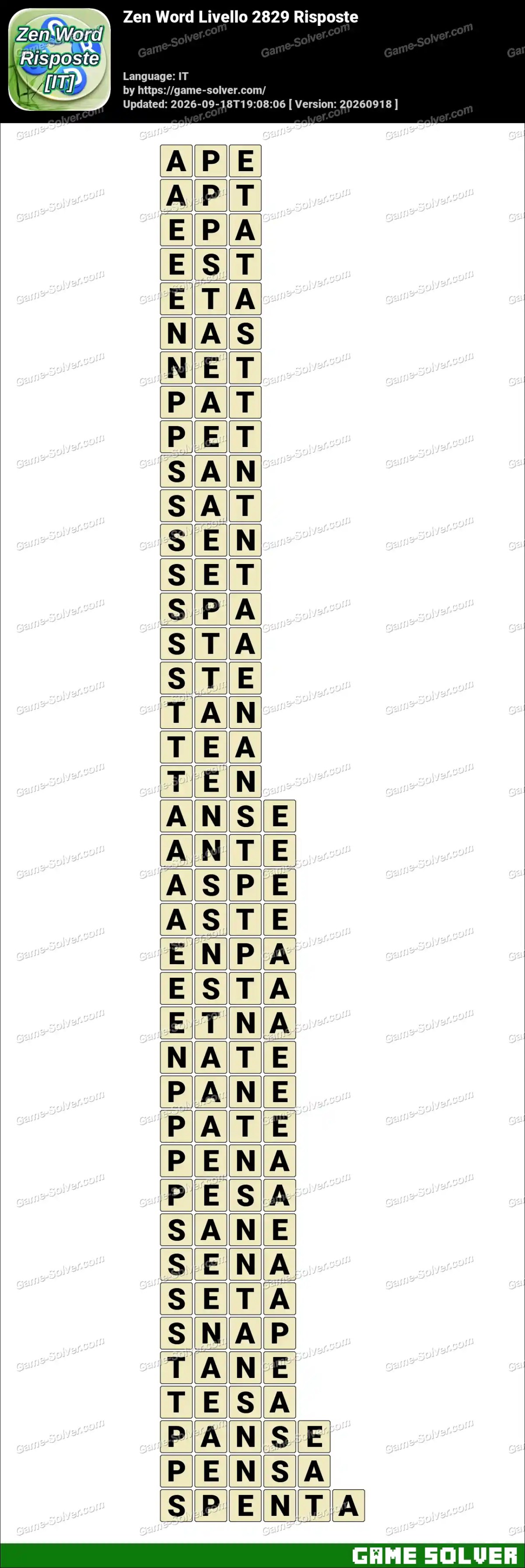 Zen Word Livello 2829 Risposte
