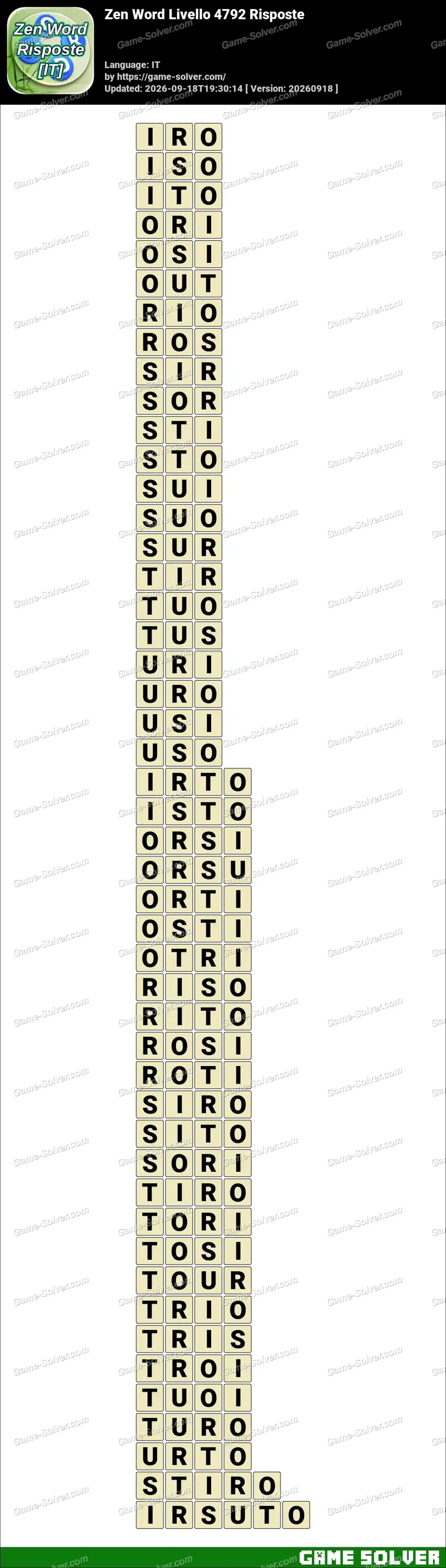 Zen Word Livello 4792 Risposte