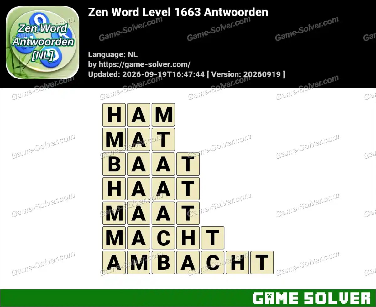 Zen Word Level 1663 Antwoorden Zen Word Level 1663 Antwoorden