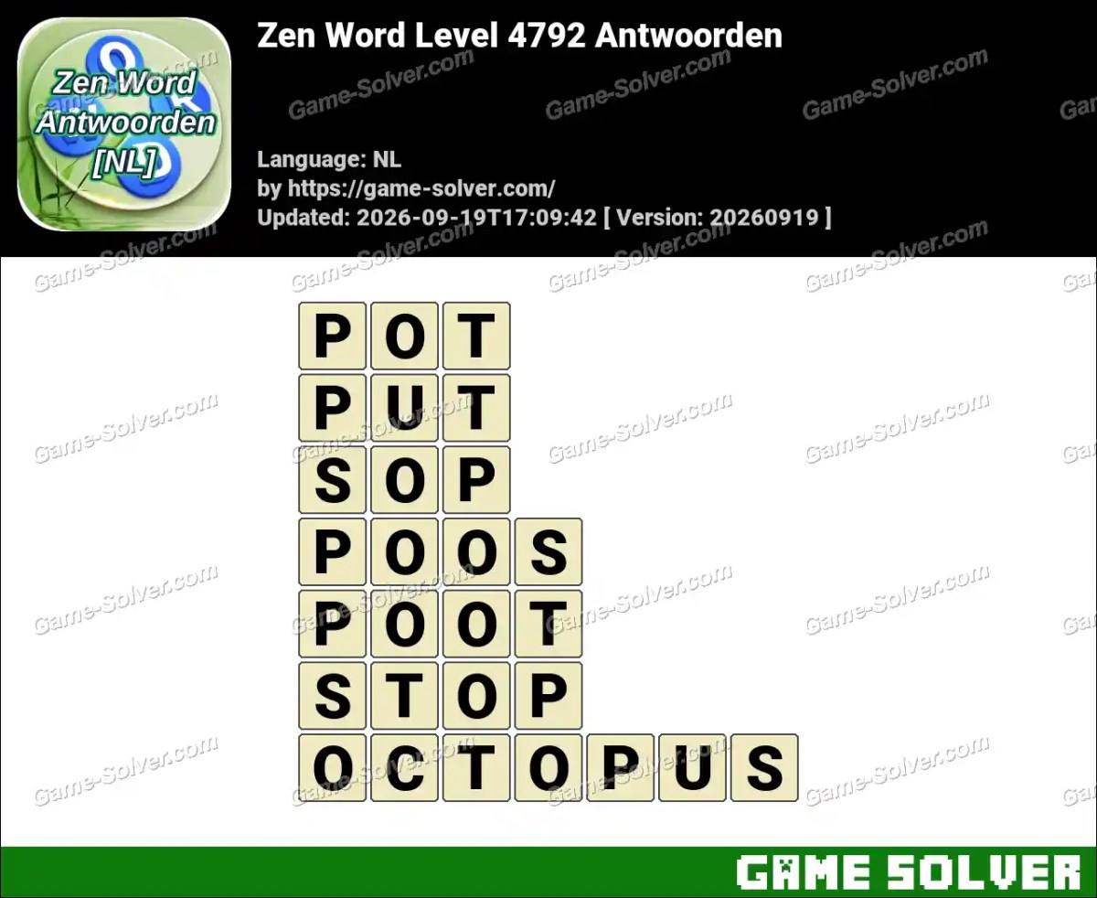 Zen Word Level 4792 Antwoorden