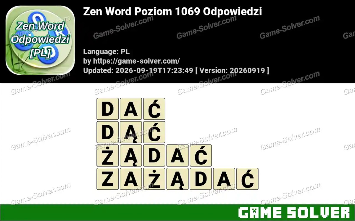 Zen Word Poziom 1069 Odpowiedzi