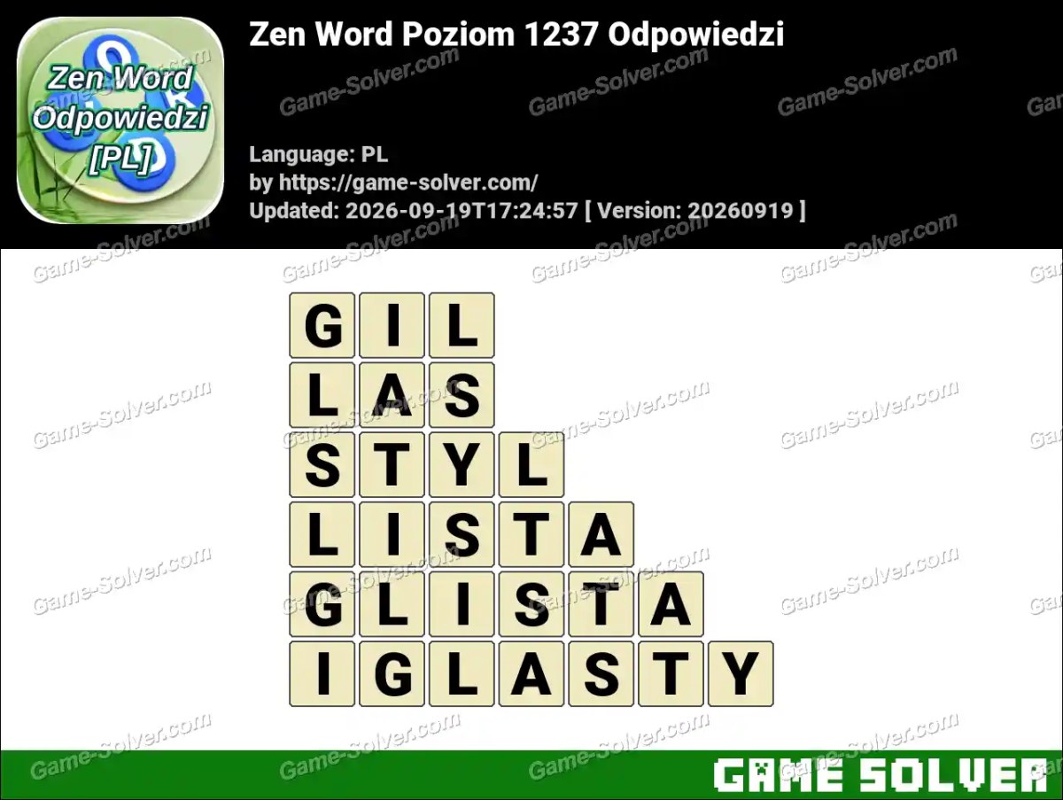 Zen Word Poziom 1237 Odpowiedzi Zen Word Poziom 1237 Odpowiedzi