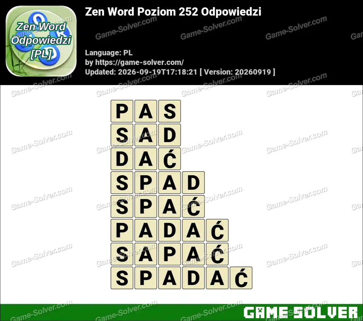 Zen Word Poziom 252 Odpowiedzi Zen Word Poziom 252 Odpowiedzi