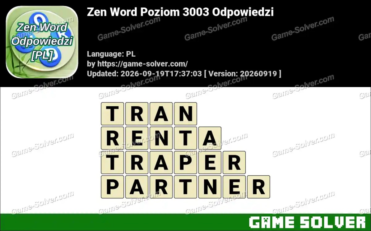 Zen Word Poziom 3003 Odpowiedzi