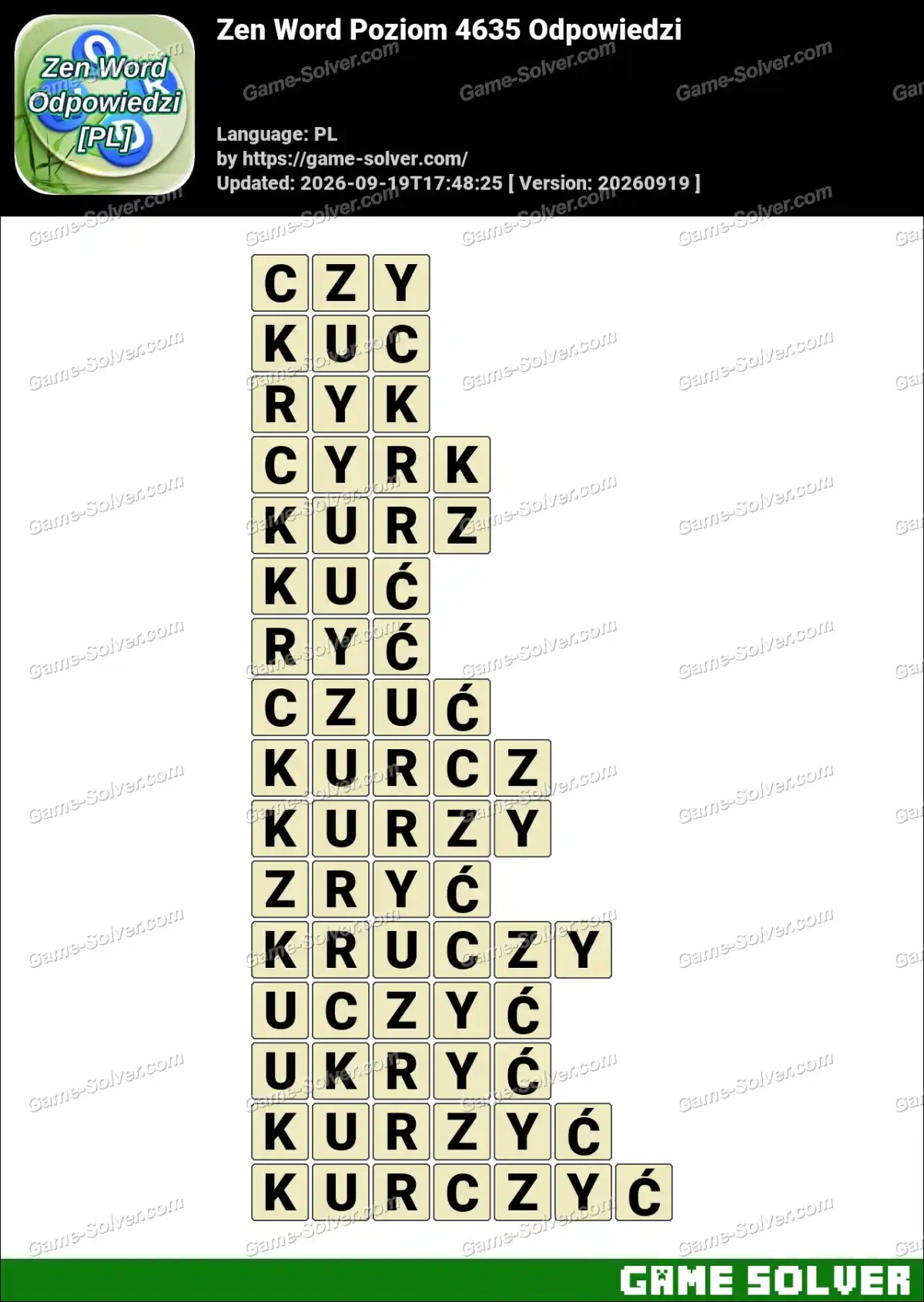 Zen Word Poziom 4635 Odpowiedzi