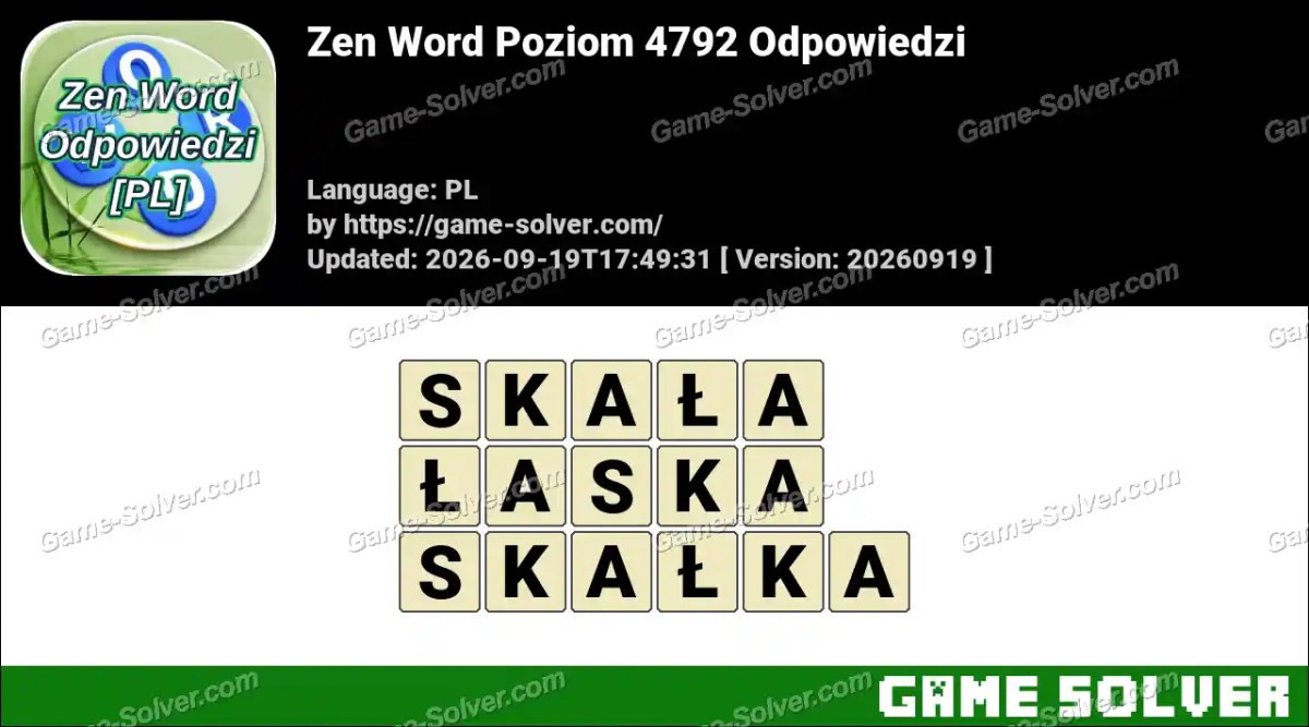 Zen Word Poziom 4792 Odpowiedzi