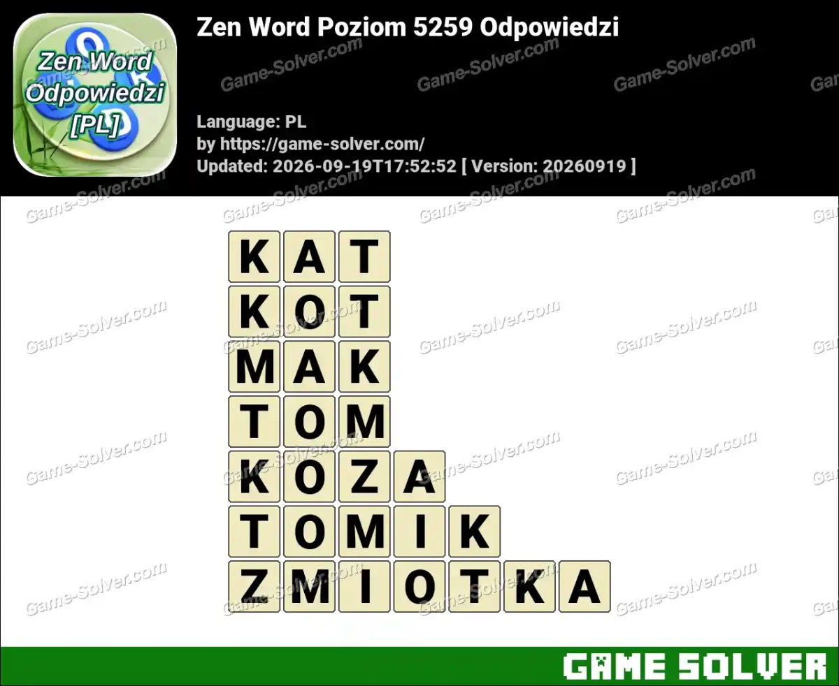 Zen Word Poziom 5259 Odpowiedzi