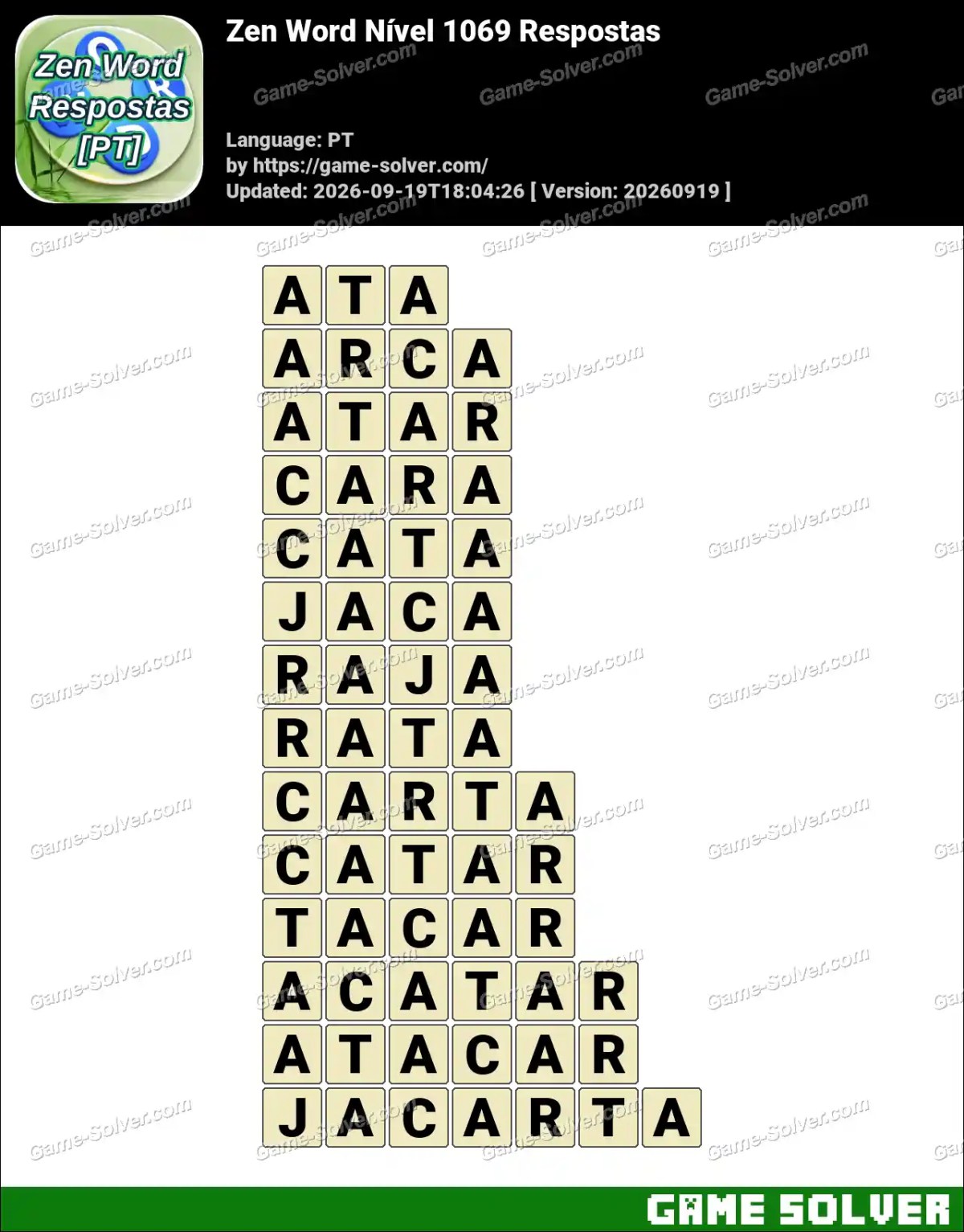 Zen Word Nível 1069 Respostas