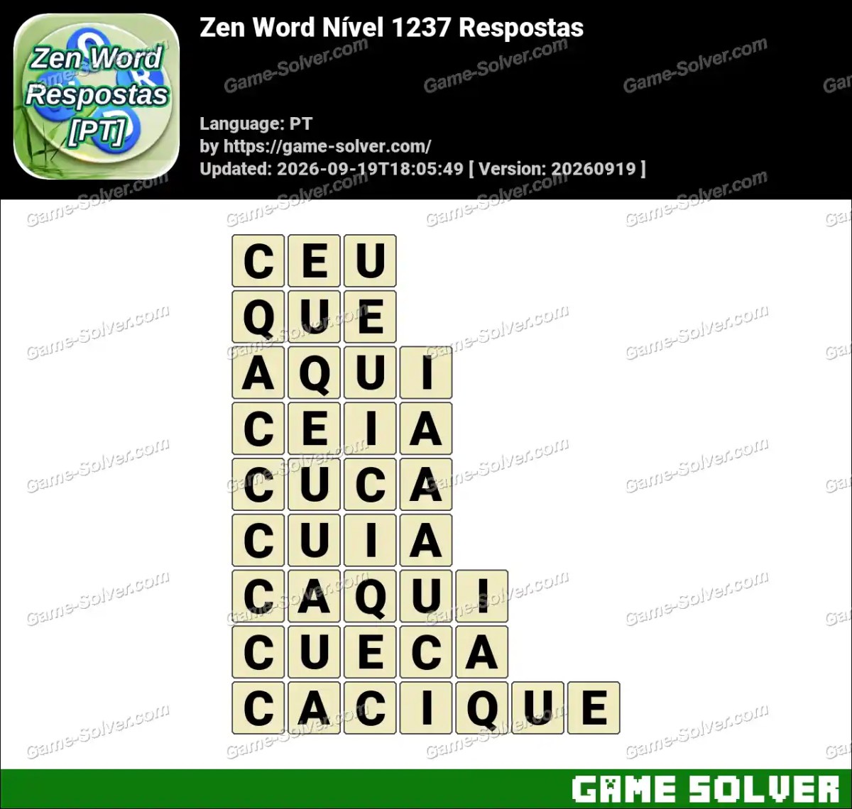 Zen Word Nível 1237 Respostas
