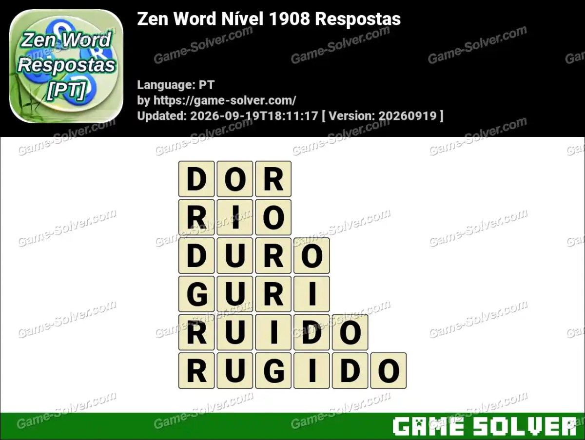 Zen Word Nível 1908 Respostas