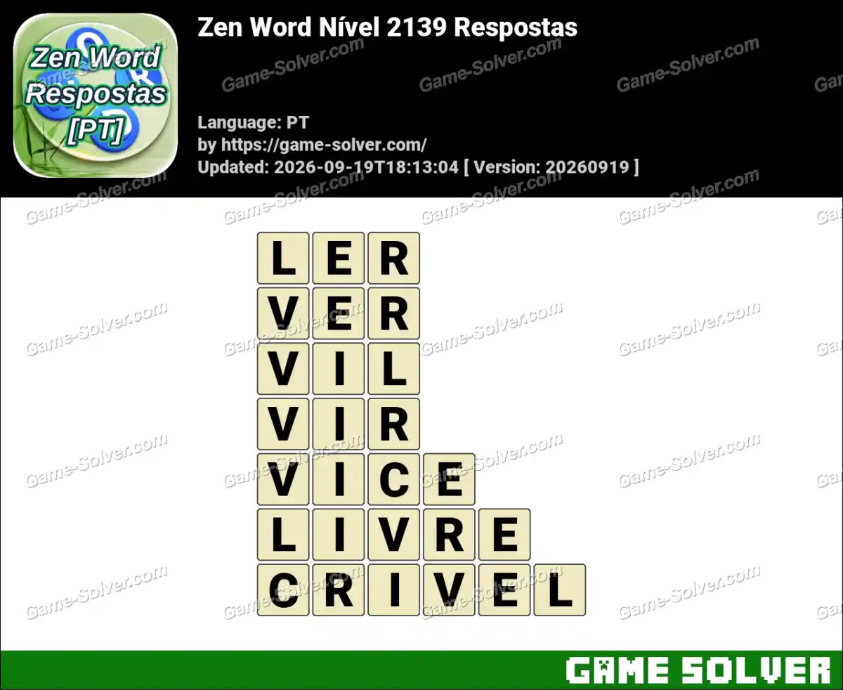 Zen Word Nível 2139 Respostas