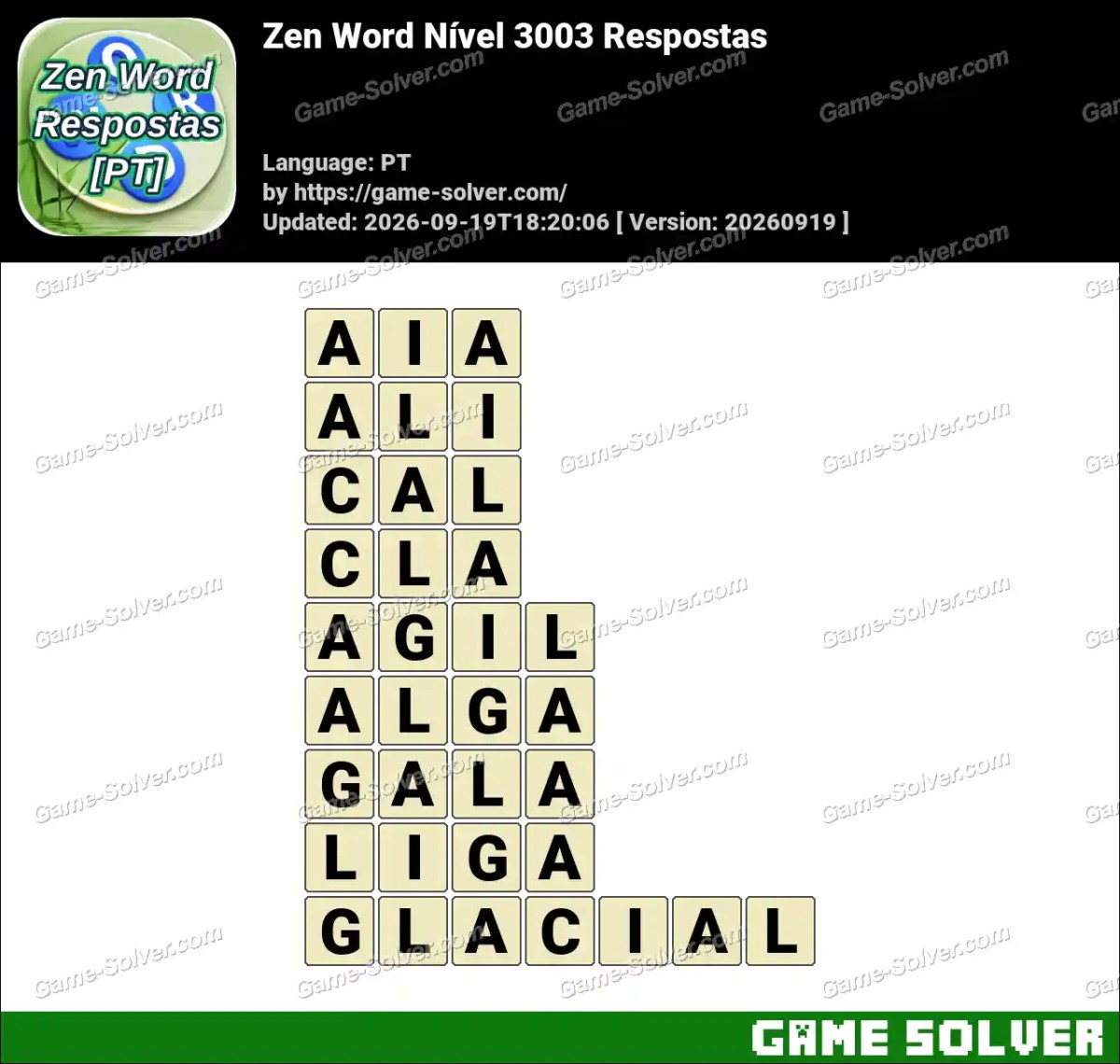 Zen Word Nível 3003 Respostas