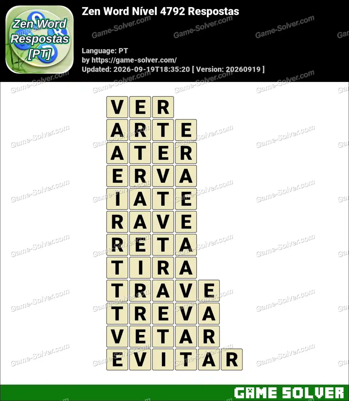 Zen Word Nível 4792 Respostas