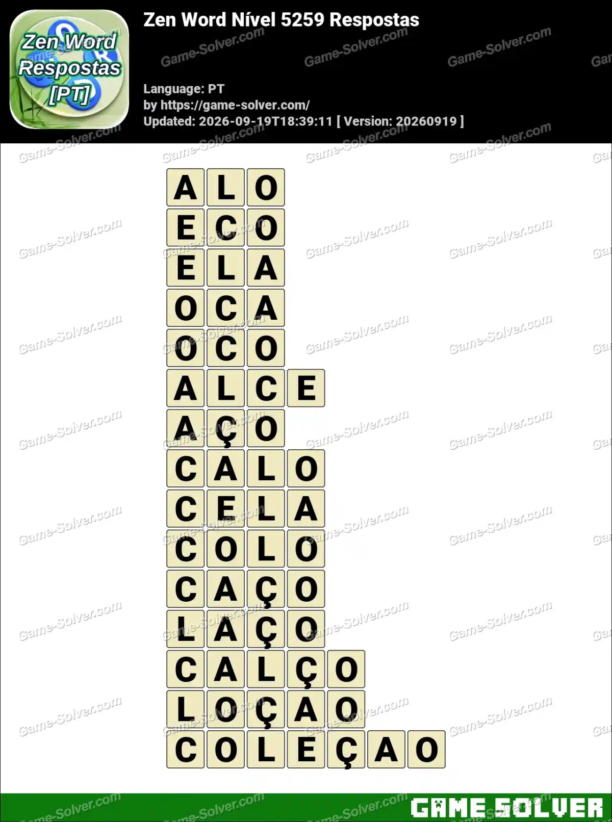 Zen Word Nível 5259 Respostas