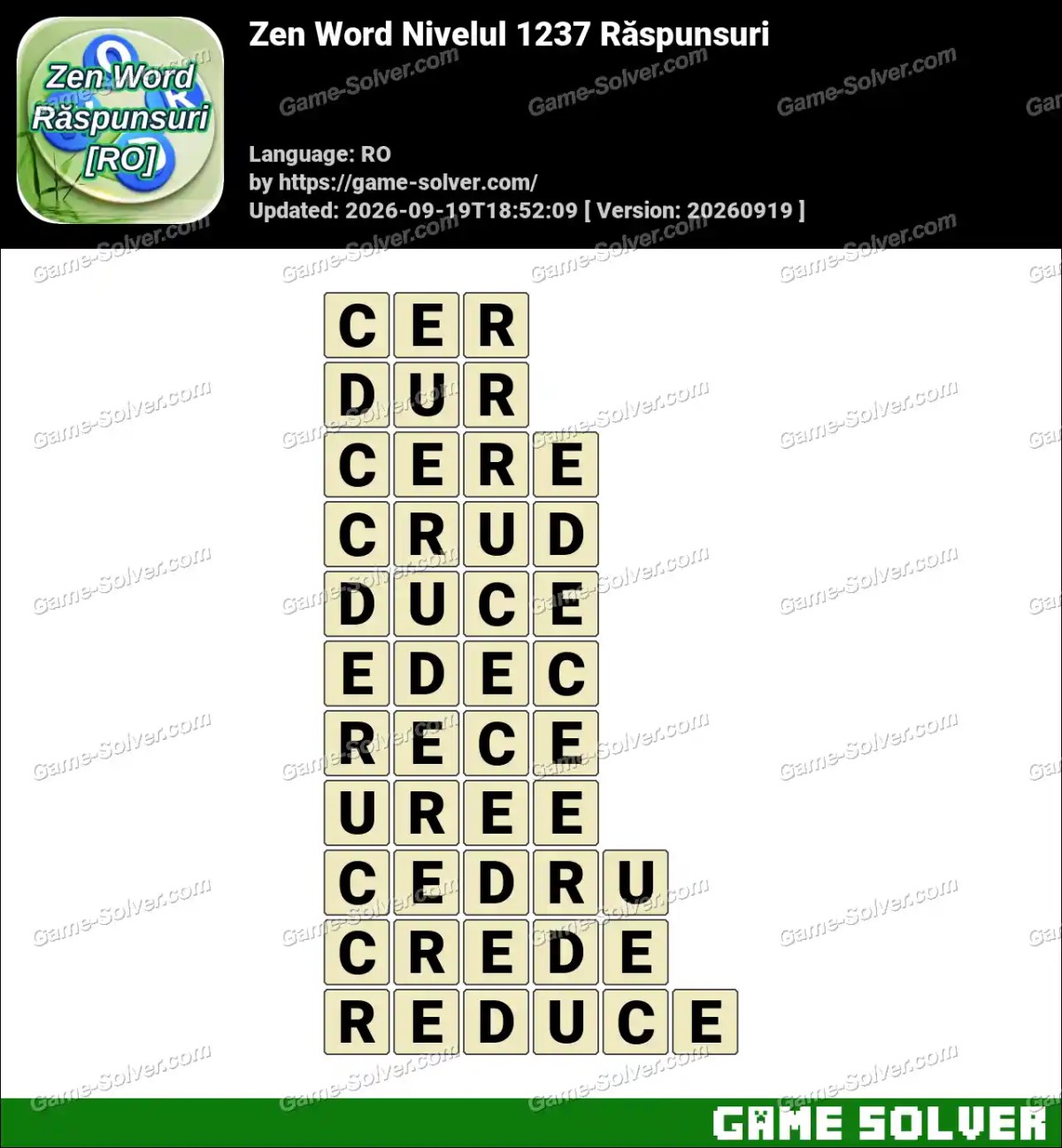 Zen Word Nivelul 1237 Răspunsuri Zen Word Nivelul 1237 Răspunsuri