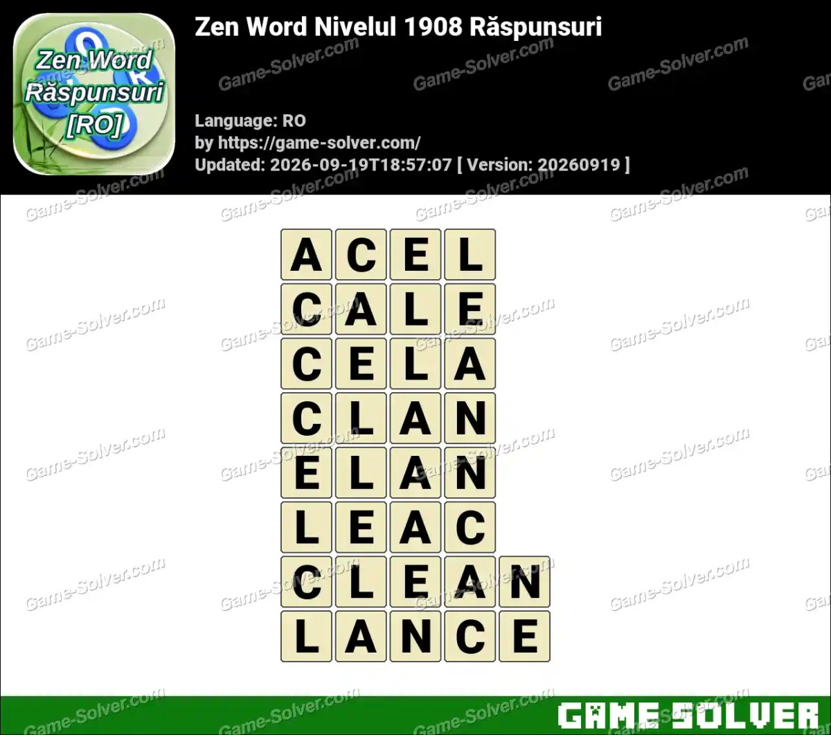 Zen Word Nivelul 1908 Răspunsuri