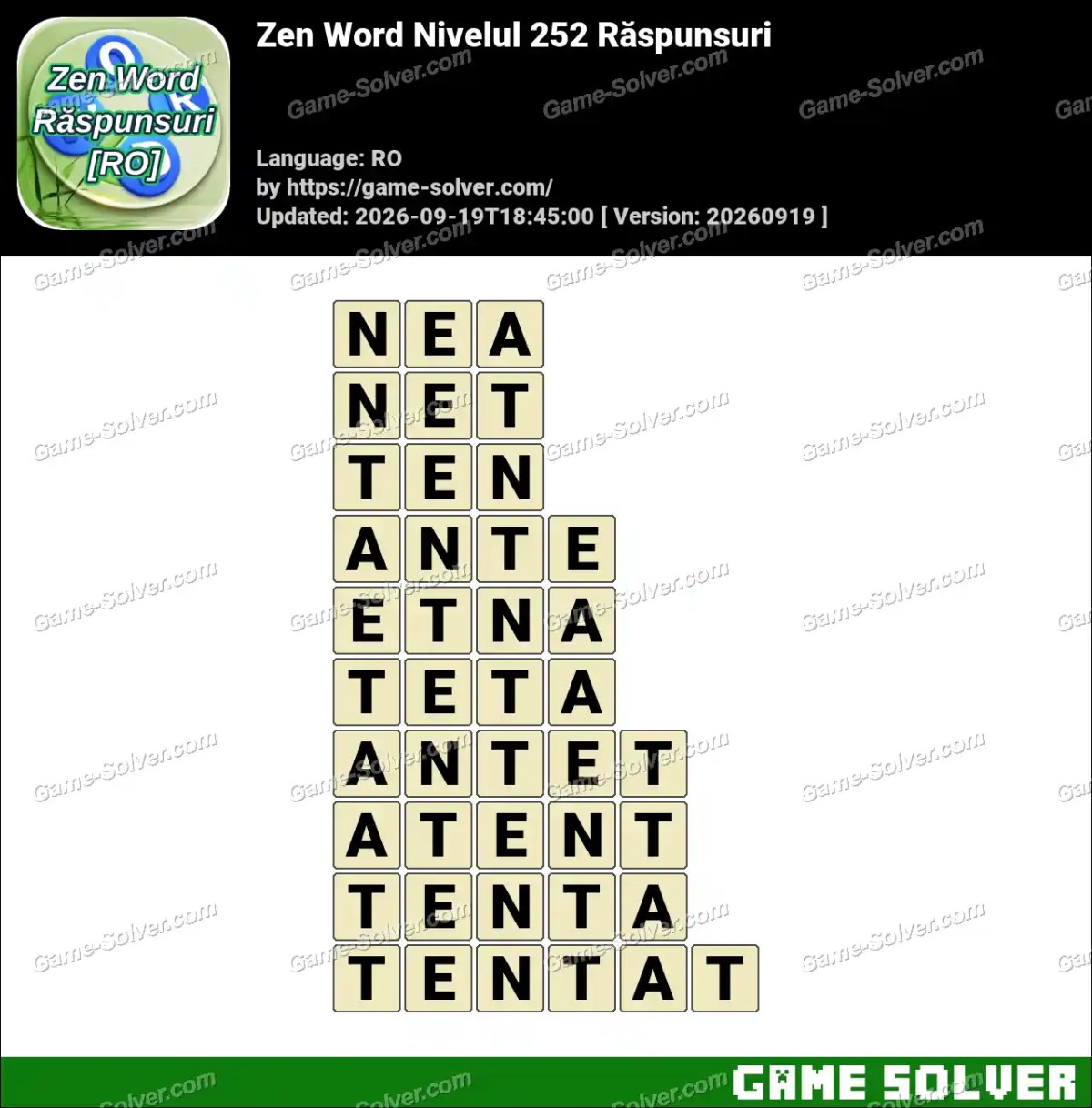 Zen Word Nivelul 252 Răspunsuri