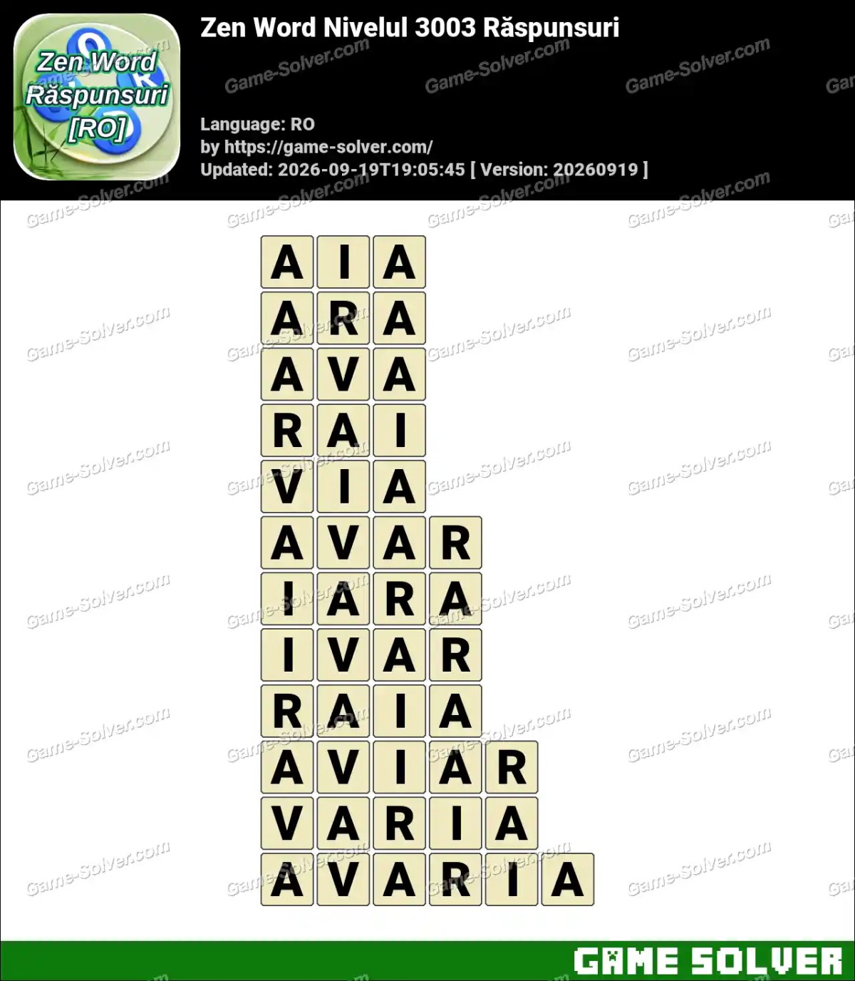 Zen Word Nivelul 3003 Răspunsuri